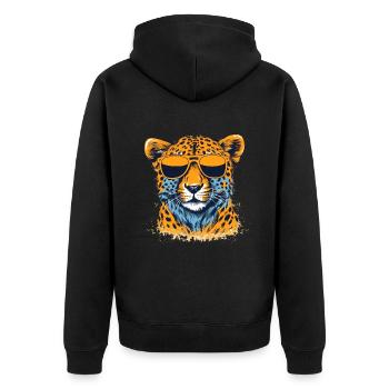 Cheetah Gepard - Unisex Premium Organic Zip Hoodie - black - Back - Nico (187cm)