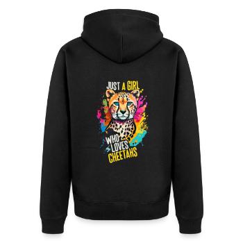 Just A Girl Who Loves Cheetahs Gepard - Unisex Premium Organic Zip Hoodie - black - Back - Nico (187cm)