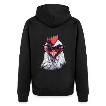 Chicken Brille - Unisex Premium Bio Zip Hoodie - Schwarz - Hinten - Nico (187cm)