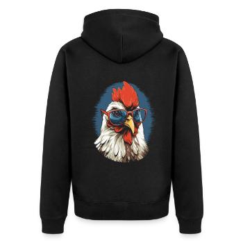 Chicken Brille - Unisex Premium Bio Zip Hoodie - Schwarz - Hinten - Nico (187cm)