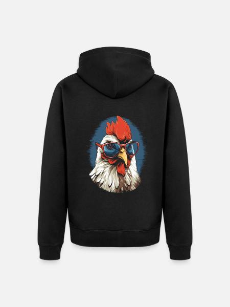 Chicken Glasses - Unisex Premium Organic Zip Hoodie - black