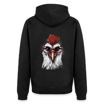 Chicken Brille - Unisex Premium Bio Zip Hoodie - Schwarz - Hinten - Nico (187cm)