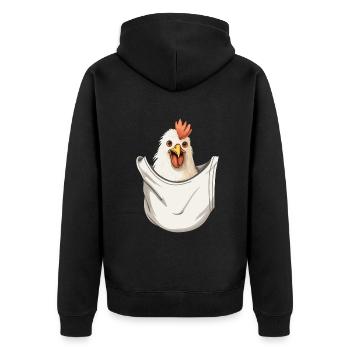 Chicken In Pocket - Unisex Premium Organic Zip Hoodie - black - Back - Nico (187cm)