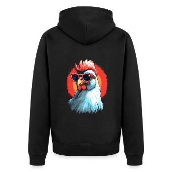 Chicken Sonnenbrille - Unisex Premium Bio Zip Hoodie - Schwarz - Hinten - Nico (187cm)