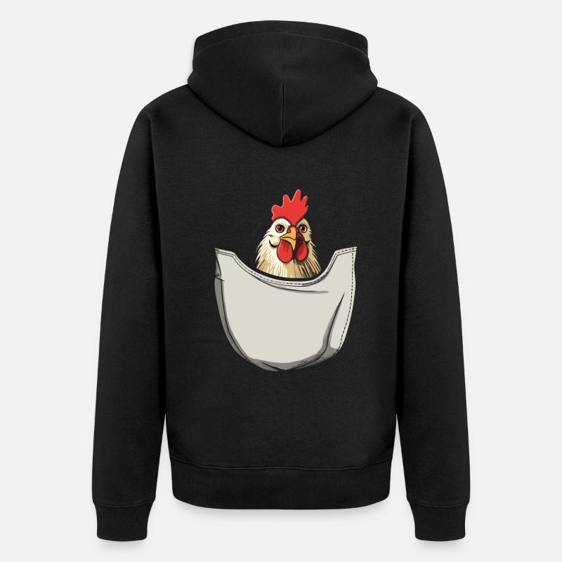 Chicken In Pocket - Unisex Premium Bio Zip Hoodie - Schwarz