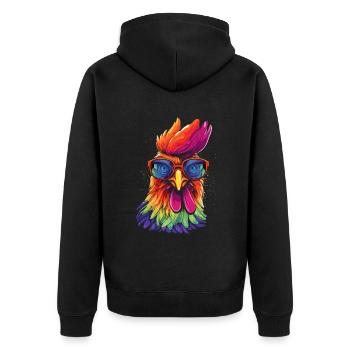 Chicken Sonnenbrille - Unisex Premium Bio Zip Hoodie - Schwarz - Hinten - Nico (187cm)