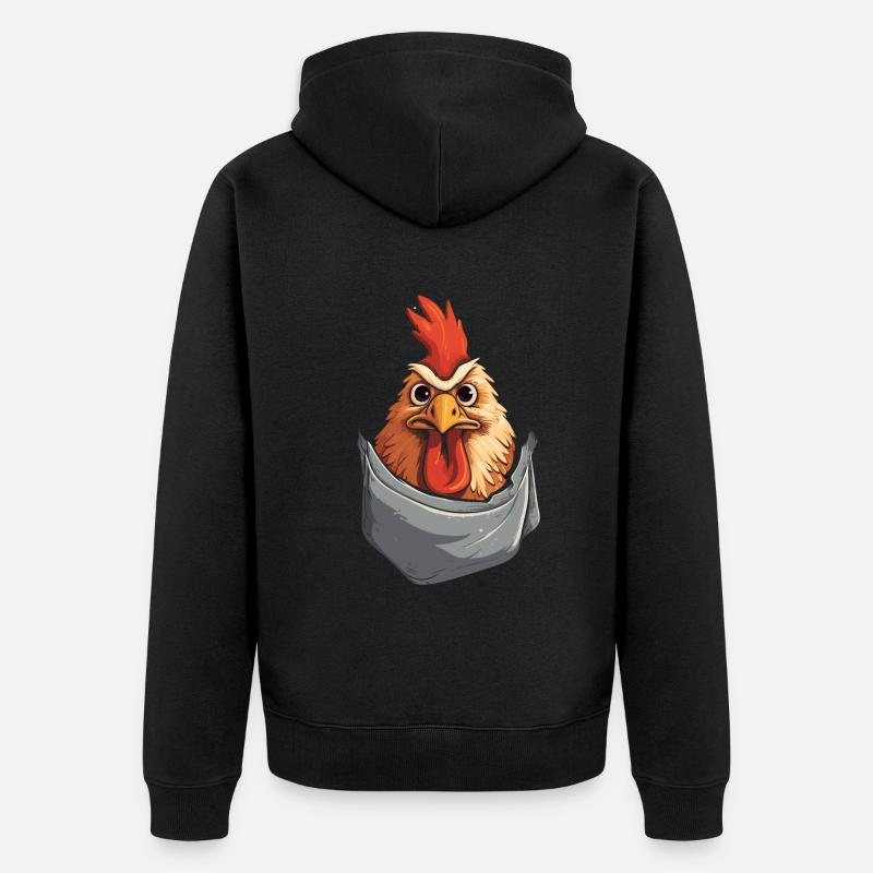 Chicken In Pocket - Unisex Premium Bio Zip Hoodie - Schwarz