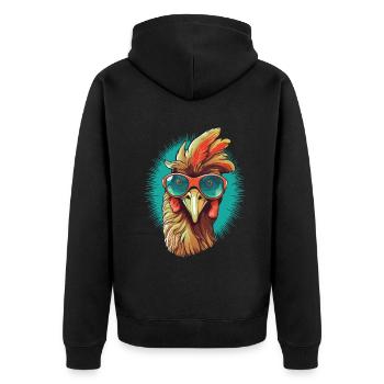 Chicken Sonnenbrille - Unisex Premium Bio Zip Hoodie - Schwarz - Hinten - Nico (187cm)