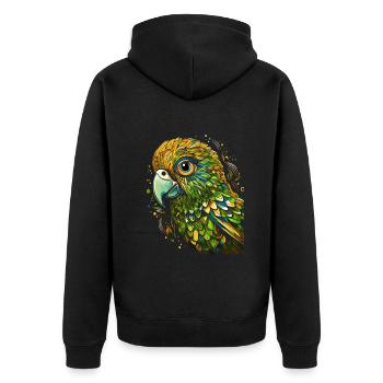 Wellensittich Sittich - Unisex Premium Bio Zip Hoodie - Schwarz - Hinten - Nico (187cm)
