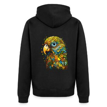 Wellensittich Sittich - Unisex Premium Bio Zip Hoodie - Schwarz - Hinten - Nico (187cm)