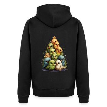 Budgie Parakeet Christmas Tree - Unisex Premium Organic Zip Hoodie - black - Back - Nico (187cm)