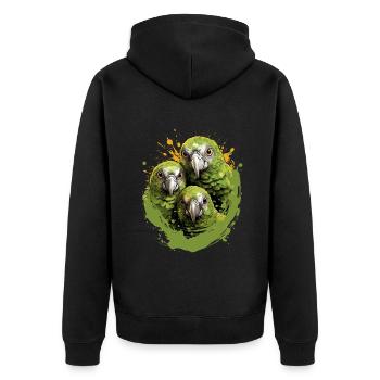 Wellensittich Sittich - Unisex Premium Bio Zip Hoodie - Schwarz - Hinten - Nico (187cm)