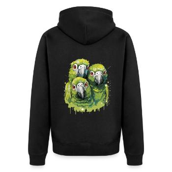 Wellensittich Sittich - Unisex Premium Bio Zip Hoodie - Schwarz - Hinten - Nico (187cm)