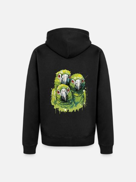 Budgie Parakeet - Unisex Premium Organic Zip Hoodie - black