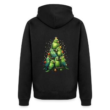 Budgie Parakeet Christmas Tree - Unisex Premium Organic Zip Hoodie - black - Back - Nico (187cm)