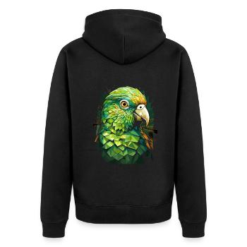 Wellensittich Sittich - Unisex Premium Bio Zip Hoodie - Schwarz - Hinten - Nico (187cm)