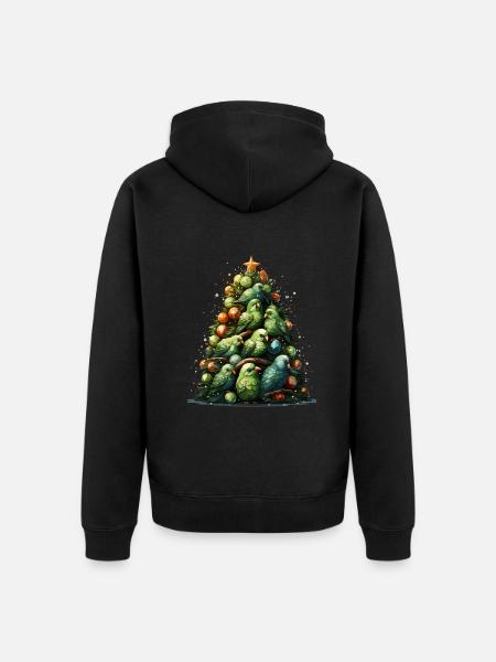 Budgie Parakeet Christmas - Unisex Premium Organic Zip Hoodie - black