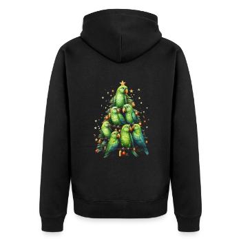 Budgie Parakeet Christmas Tree - Unisex Premium Organic Zip Hoodie - black - Back - Nico (187cm)