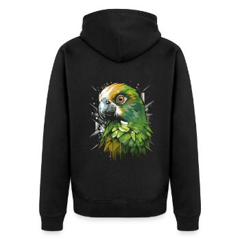 Wellensittich Sittich - Unisex Premium Bio Zip Hoodie - Schwarz - Hinten - Nico (187cm)