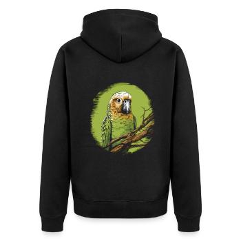 Wellensittich Sittich - Unisex Premium Bio Zip Hoodie - Schwarz - Hinten - Nico (187cm)
