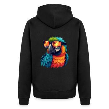 Perroquet avec des lunettes de soleil - Veste à capuche bio Premium Unisexe - noir - Dos - Nico (187cm)