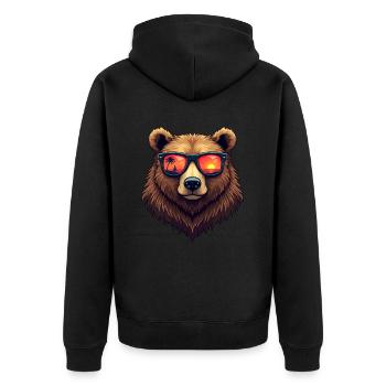 Bear wearing sunglasses - Unisex Premium Organic Zip Hoodie - black - Back - Nico (187cm)