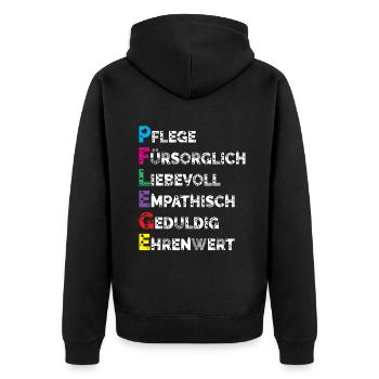 Altenpflege Pfleger Pflegepersonal Pflegekraft - Unisex Premium Bio Zip Hoodie - Schwarz - Hinten - Nico (187cm)