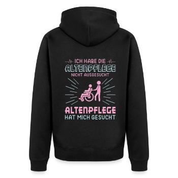 Altenpflege Pfleger Pflegepersonal Pflegekraft - Unisex Premium Bio Zip Hoodie - Schwarz - Hinten - Nico (187cm)