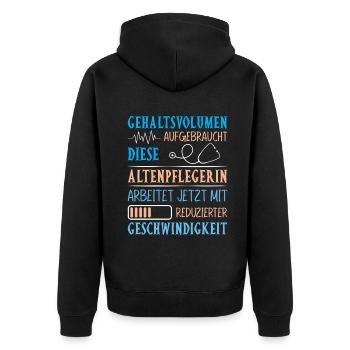 Altenpflege Pfleger Pflegepersonal Pflegekraft - Unisex Premium Bio Zip Hoodie - Schwarz - Hinten - Nico (187cm)