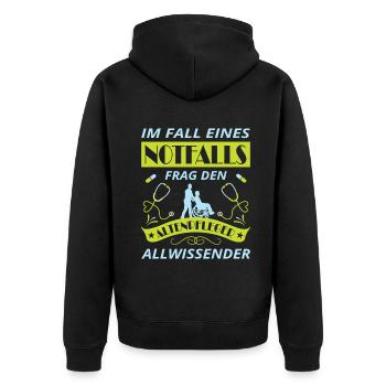 Altenpflege Pfleger Pflegepersonal Pflegekraft - Unisex Premium Bio Zip Hoodie - Schwarz - Hinten - Nico (187cm)