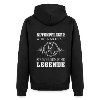Altenpflege Pfleger Pflegepersonal Pflegekraft - Unisex Premium Bio Zip Hoodie - Schwarz - Hinten - Nico (187cm)