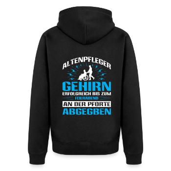 Altenpflege Pfleger Pflegepersonal Pflegekraft - Unisex Premium Bio Zip Hoodie - Schwarz - Hinten - Nico (187cm)