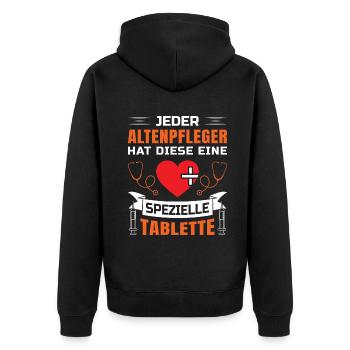 Altenpflege Pfleger Pflegepersonal Pflegekraft - Unisex Premium Bio Zip Hoodie - Schwarz - Hinten - Nico (187cm)