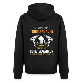 Trockenbau Trockenbauer Trockenbaumonteur Geschenk - Unisex Premium Bio Zip Hoodie - Schwarz - Hinten - Nico (187cm)