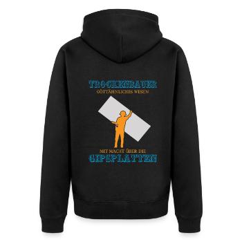 Trockenbau Trockenbauer Trockenbaumonteur Geschenk - Unisex Premium Bio Zip Hoodie - Schwarz - Hinten - Nico (187cm)