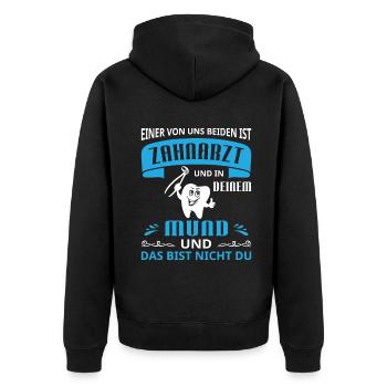 Zahnarzt Zahnhygieniker Zahnarztpraxis stomatologe - Unisex Premium Bio Zip Hoodie - Schwarz - Hinten - Nico (187cm)