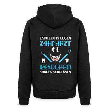 Zahnarzt Zahnhygieniker Zahnarztpraxis stomatologe - Unisex Premium Bio Zip Hoodie - Schwarz - Hinten - Nico (187cm)