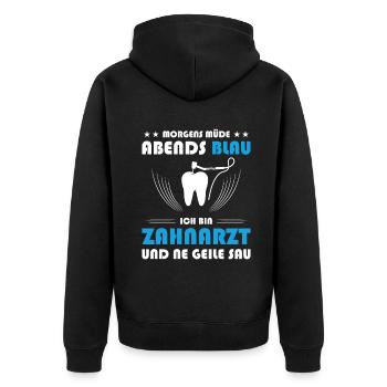 Zahnarzt Zahnhygieniker Zahnarztpraxis stomatologe - Unisex Premium Bio Zip Hoodie - Schwarz - Hinten - Nico (187cm)