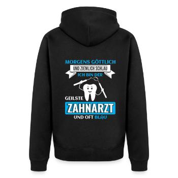Zahnarzt Zahnhygieniker Zahnarztpraxis stomatologe - Unisex Premium Bio Zip Hoodie - Schwarz - Hinten - Nico (187cm)