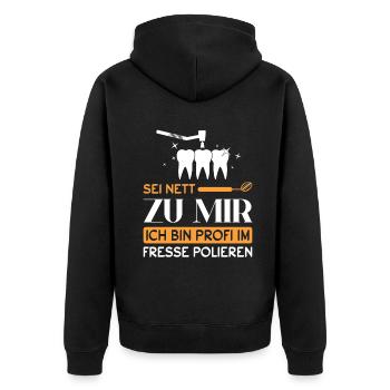 Zahnarzt Zahnhygieniker Zahnarztpraxis stomatologe - Unisex Premium Bio Zip Hoodie - Schwarz - Hinten - Nico (187cm)