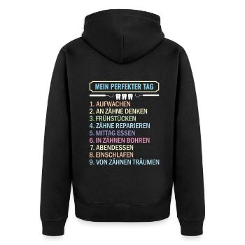 Zahnarzt Zahnhygieniker Zahnarztpraxis stomatologe - Unisex Premium Bio Zip Hoodie - Schwarz - Hinten - Nico (187cm)