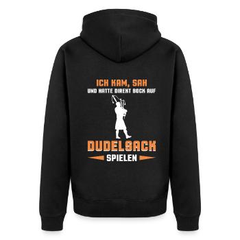 Dudelsackspieler Dudelsack Männer Geschenk - Unisex Premium Bio Zip Hoodie - Schwarz - Hinten - Nico (187cm)
