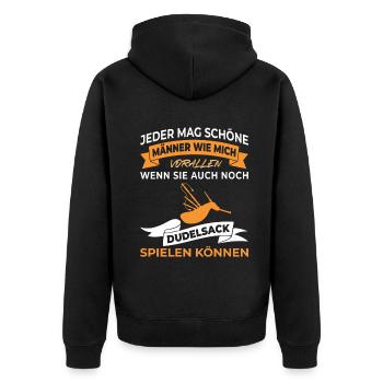 Dudelsackspieler Dudelsack Männer Geschenk - Unisex Premium Bio Zip Hoodie - Schwarz - Hinten - Nico (187cm)