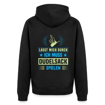 Dudelsackspieler Dudelsack Männer Geschenk - Unisex Premium Bio Zip Hoodie - Schwarz - Hinten - Nico (187cm)