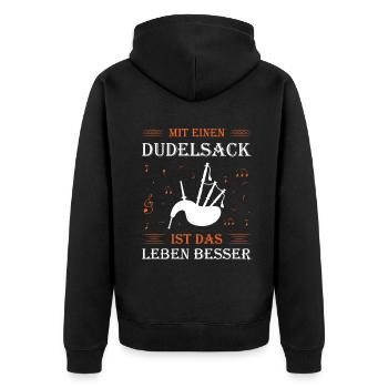 Dudelsackspieler Dudelsack Männer Geschenk - Unisex Premium Bio Zip Hoodie - Schwarz - Hinten - Nico (187cm)