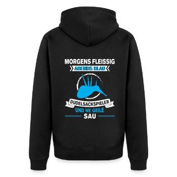 Dudelsackspieler Dudelsack Männer Geschenk - Unisex Premium Bio Zip Hoodie - Schwarz - Hinten - Nico (187cm)