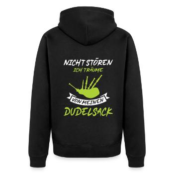Dudelsackspieler Dudelsack Männer Geschenk - Unisex Premium Bio Zip Hoodie - Schwarz - Hinten - Nico (187cm)
