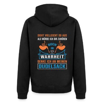 Dudelsackspieler Dudelsack Männer Geschenk - Unisex Premium Bio Zip Hoodie - Schwarz - Hinten - Nico (187cm)