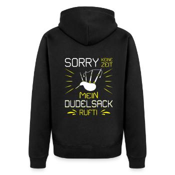 Dudelsackspieler Dudelsack Männer Geschenk - Unisex Premium Bio Zip Hoodie - Schwarz - Hinten - Nico (187cm)