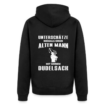 Dudelsackspieler Dudelsack Männer Geschenk - Unisex Premium Bio Zip Hoodie - Schwarz - Hinten - Nico (187cm)